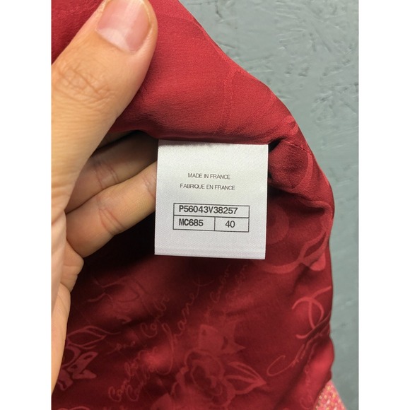 Chanel 2017 Tweed Jacket Women’s Red Pink Wool Silk Lined Blazer Size FR 40 US 8 - Picture 9 of 16